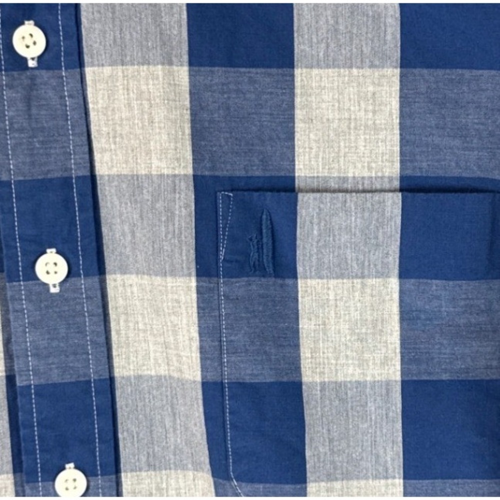 johnnie-o Blue Gingham Check Button Down Shirt Hangin Out Collection Mens Size L - Picture 6 of 11